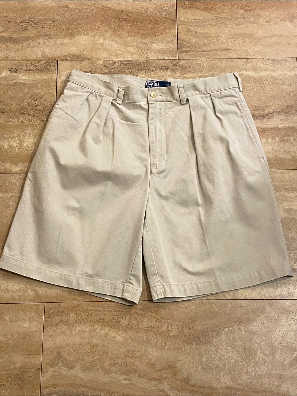 Polo Ralph Lauren Tyler Shorts Men’s Flat Front Pleated Shorts in Light Cream